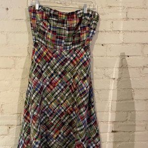 J. CREW CLASSIC PATCHWORK PLAID STRAPLESS DRESS - Size 8